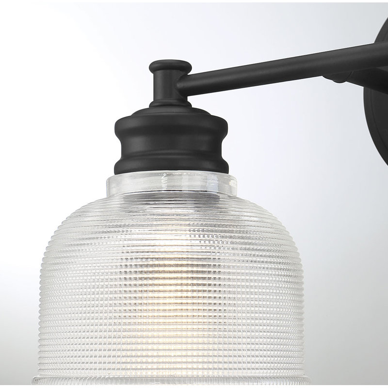 Éclairage de salle de bain à intensité variable en verre martelé 4 lumières Besima, Noir mat