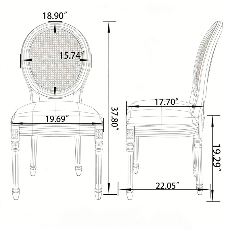 Ensemble de 2 chaises de salle à manger French Country