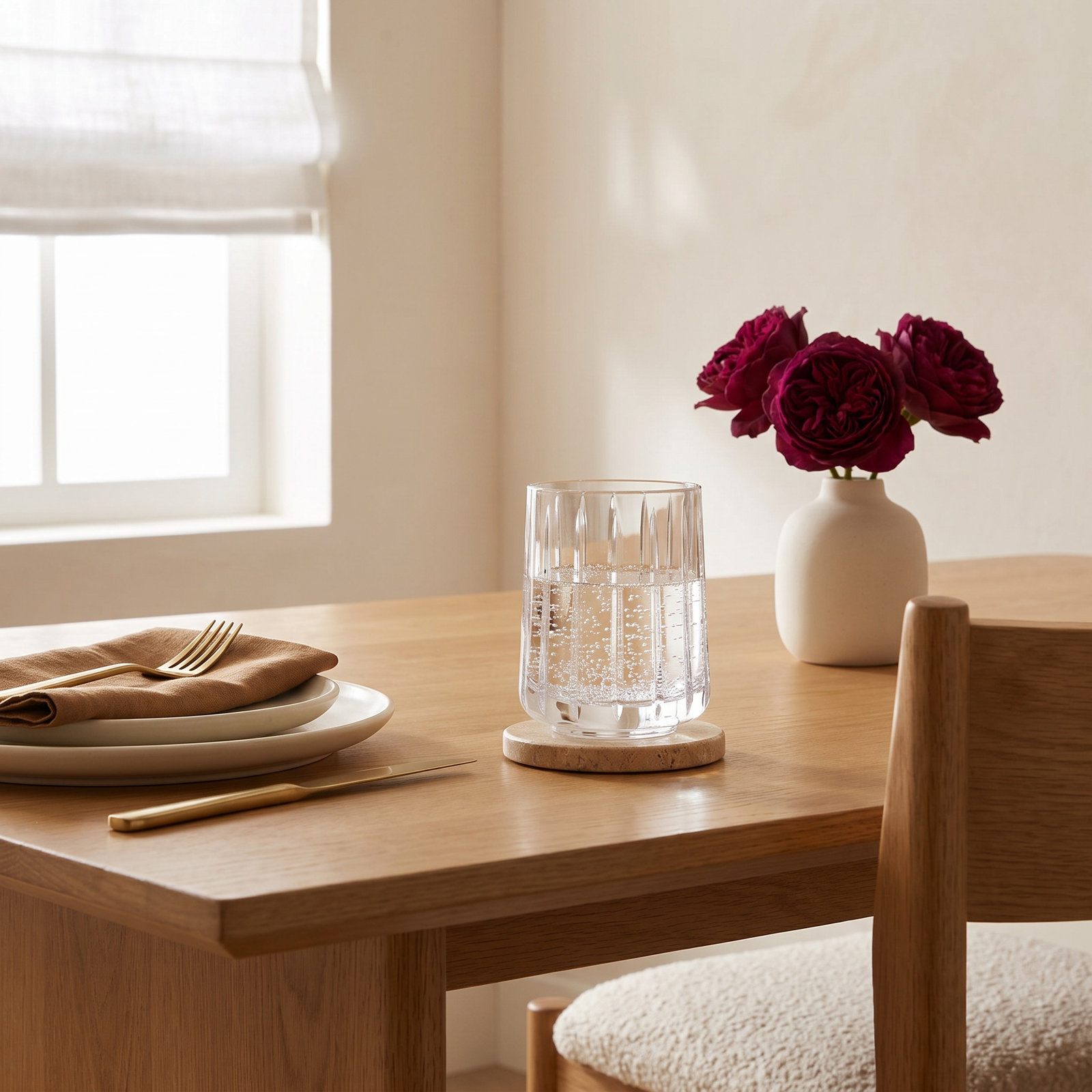 Mae Ribbed Crystal Drinking Glass