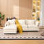 Crème beige 3 avec repose-pieds, rembourré en chenille, facile à assembler, idéal pour les espaces compacts avec rangement pour canapé modulaire, éponge haute, Comfort Family