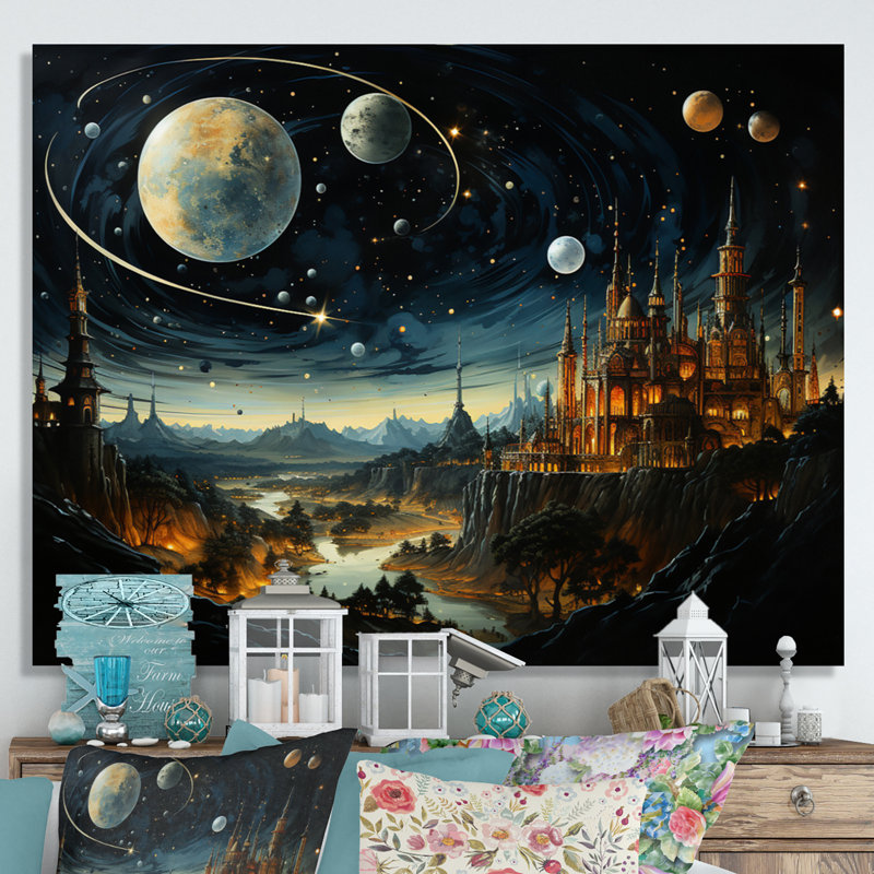 " Islam Art Islamic Astronomy III ", H 24 po x l 32 po x P 1 po, Toile tendue