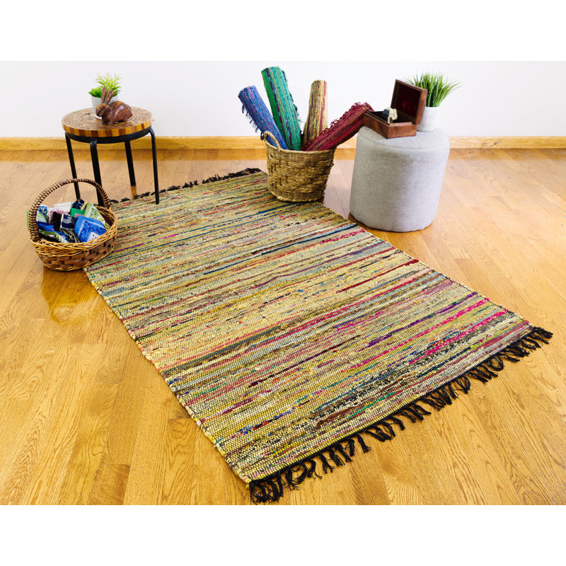 Cotton Abstract Indoor Rug, Rectangle 2' x 3'