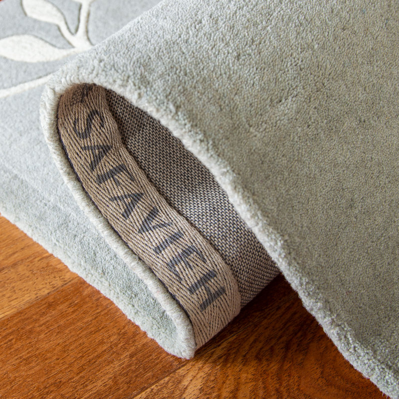 Candelo Hand Tufted Wool/Viscose Floral Rug in Light Blue/Ivory/Green, Rectangle 7'6" x 9'6"