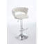 Ensemble de 2 tabourets de bar, avec repose-pieds chromé et base pivotante à hauteur réglable en velours + tabouret de bar simple à pieds chromés - Crème-767959185