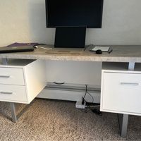 Wade Logan® Bansilal Computer Desk, Home Office, Laptop, Left, Right  Set-Up, Storage Drawers, 60L, Metal, Laminate & Reviews