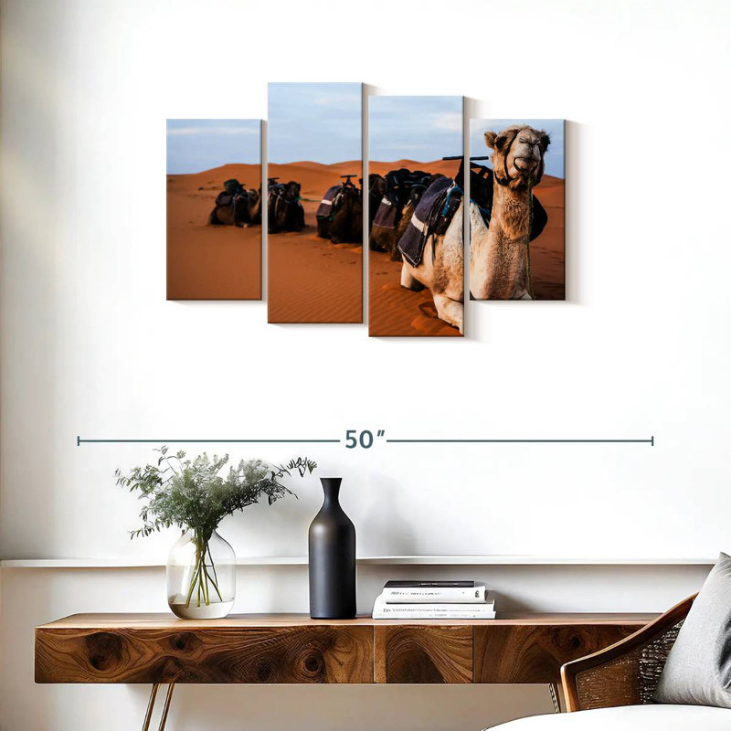 Camels In Morocco, H 22 po x l 36 po