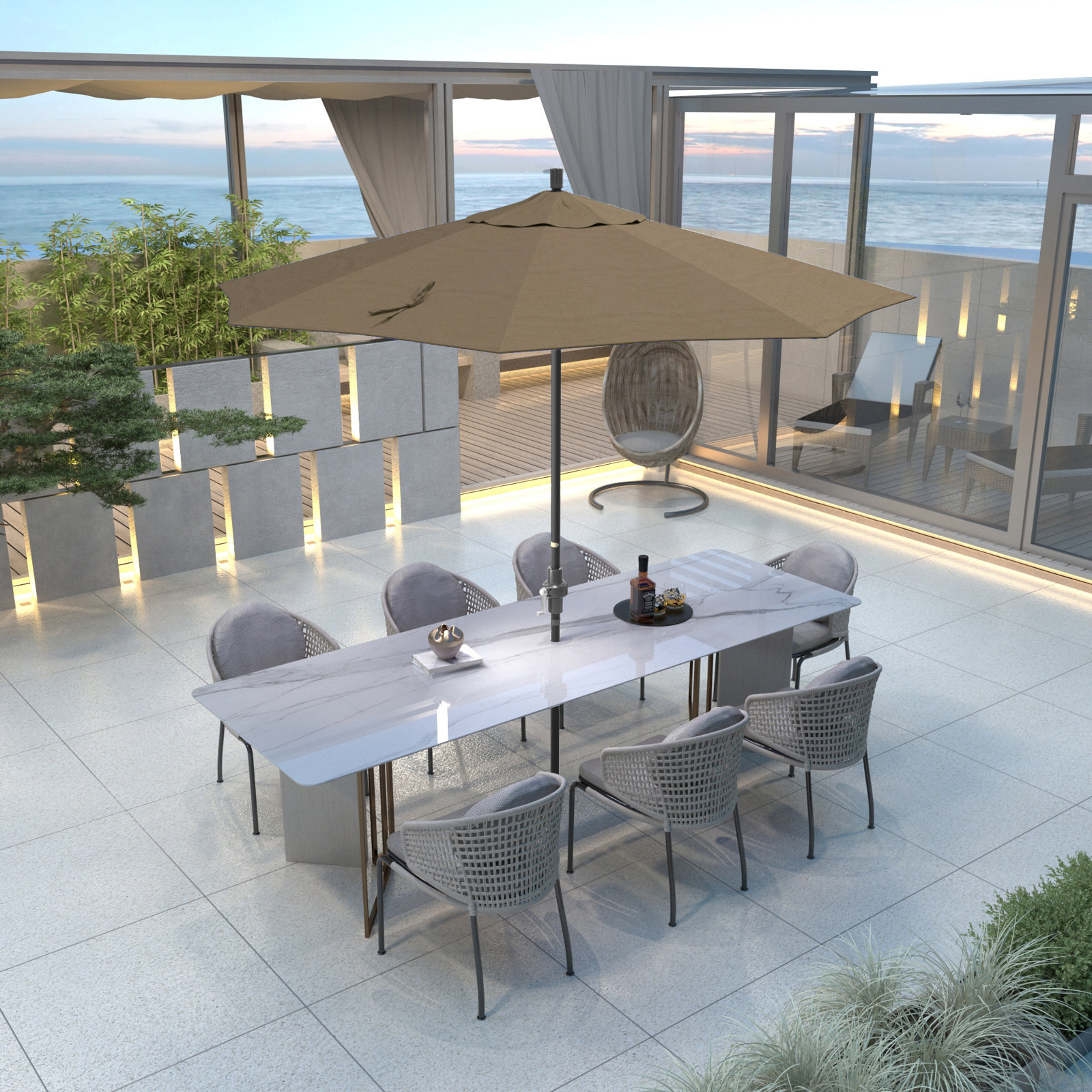 108'' Sunbrella® Outdoor Umbrella, Heather Beige Sunbrella®