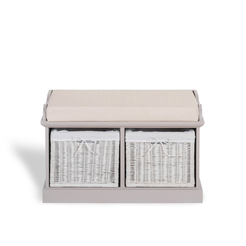 Bastogne Polyester Blend Upholstered Storage Bench, White, Beige, Blush