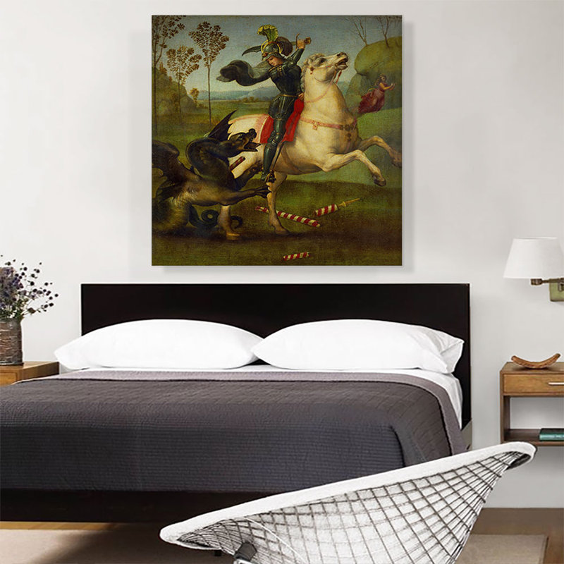 " Saint George Struggling With The Dragon 1504 " by Raphael, 36" H x 36" W x 0.75" D