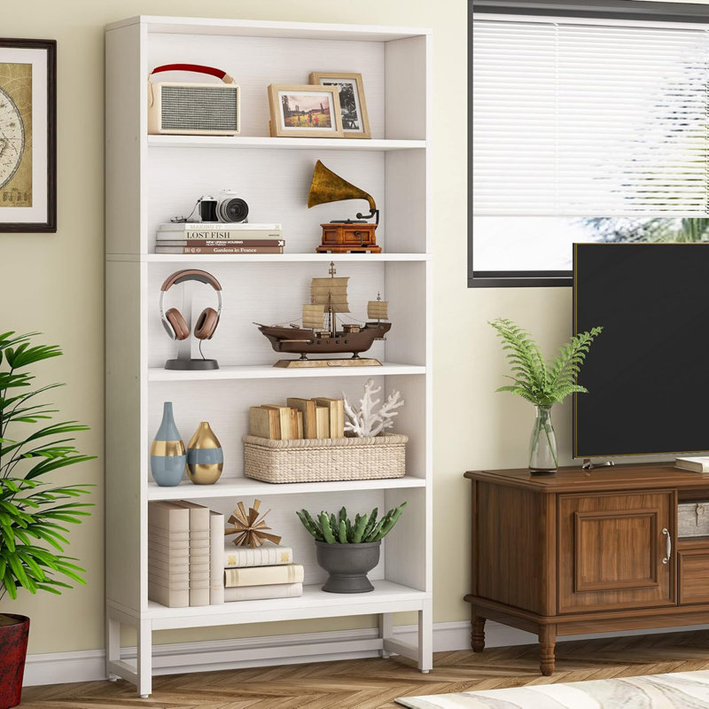 Bibliothèque à 5 niveaux pour bibliothèque, salon, bureau, chambre à coucher