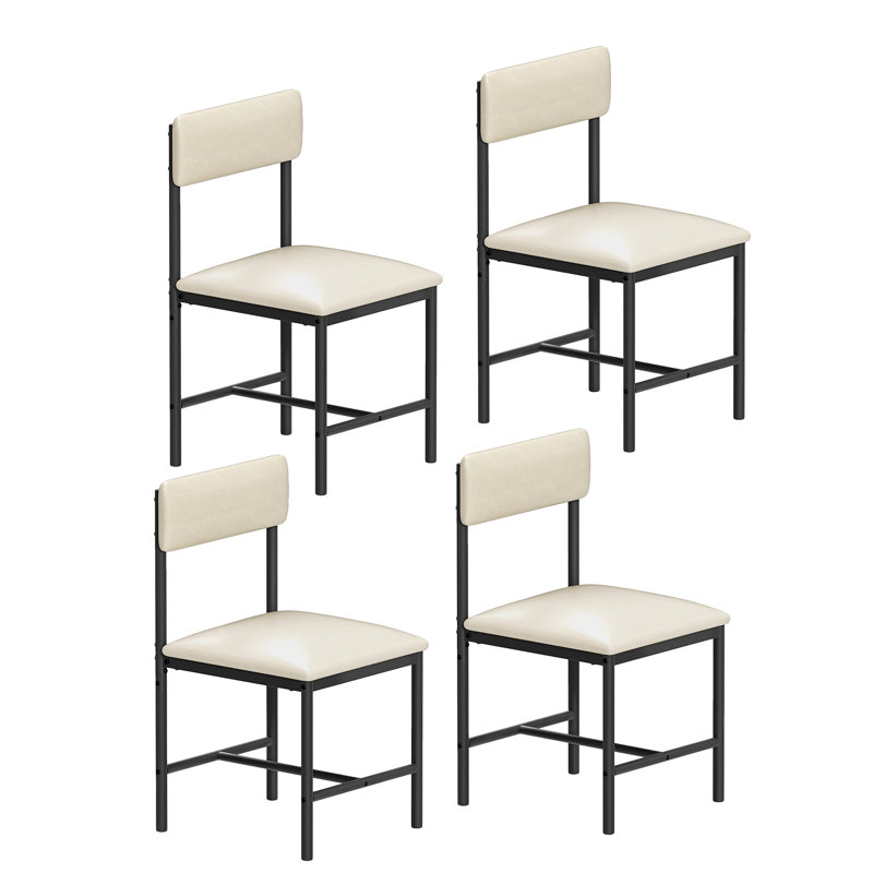 4 chaises de salle à manger industrielles avec grands sièges rembourrés 4 pièces, Brun