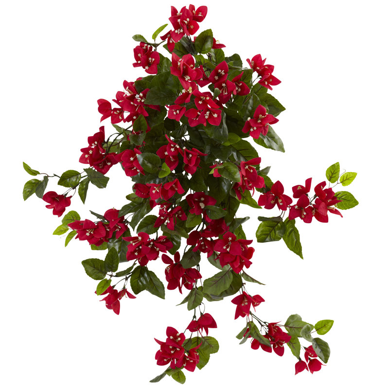 28In. UV Resistant Artificial Bougainvillea Hanging Plant (Indoor/Outdoor) - Set Of 2, Red