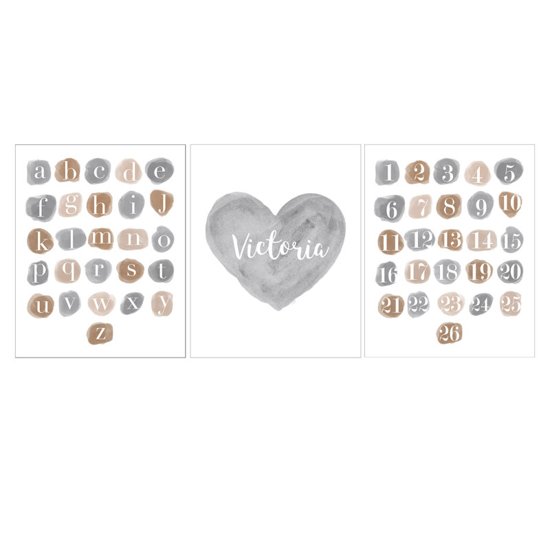 Gender Neutral Learning Prints with Heart, Paper Prints S/3