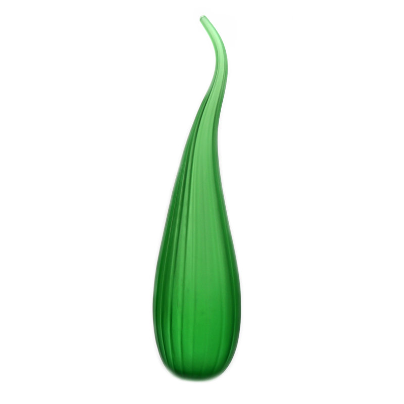 Murano Glass Stripe Vase, Green