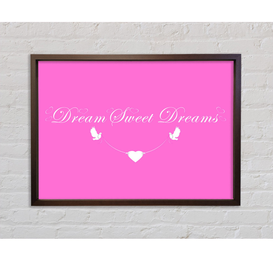 Kinderzimmer Zitat Dream Sweet Dreams Vivid Pink - Einzelner Bilderrahmen Typografie auf Leinwand