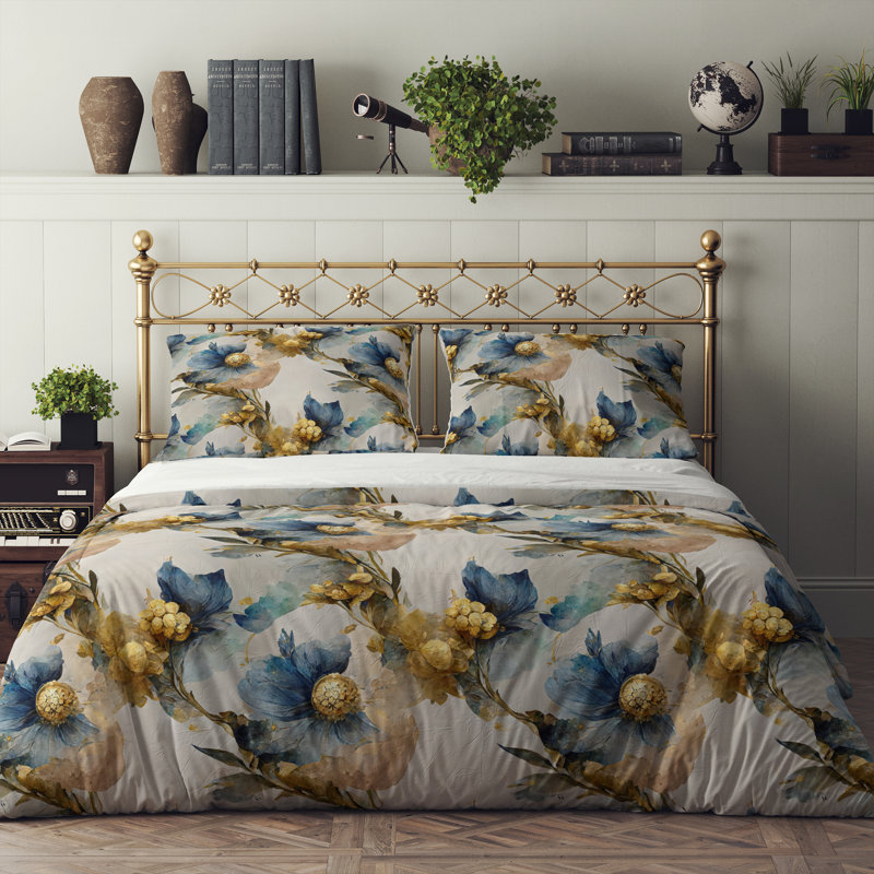 Floral Duvet Cover, King Duvet Cover + 2 King Shams