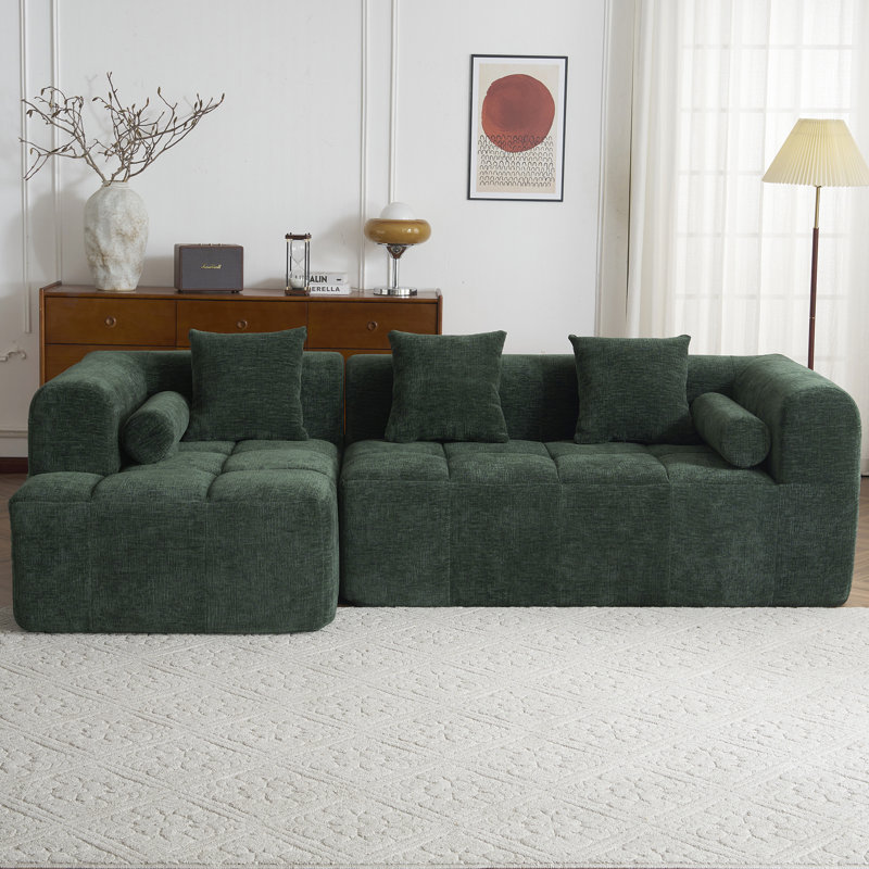 Canapé modulaire 2 pièces Boneless, Chenille verte