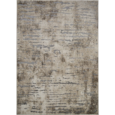 Tapis crème à motif ardoisé tissé à la machine Lavanna
