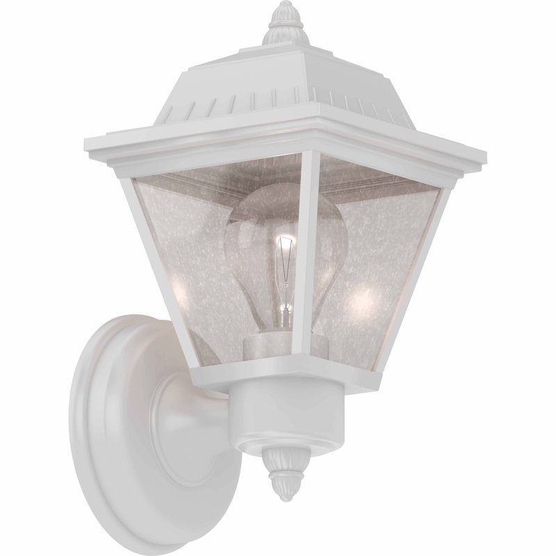  Lanterne murale d'extérieur en fonte d'aluminium blanche 1 lumière avec verre grainé transparent, Blanc