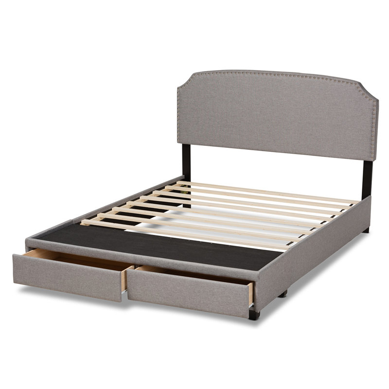 Evanne Dahle Upholstered Low Profile Storage Platform Bed, Queen, Light Gray