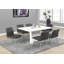 Table de salle à manger, 60 po rectangulaire, cuisine, salle à manger, stratifié blanc brillant, métal chromé, contemporain, moderne