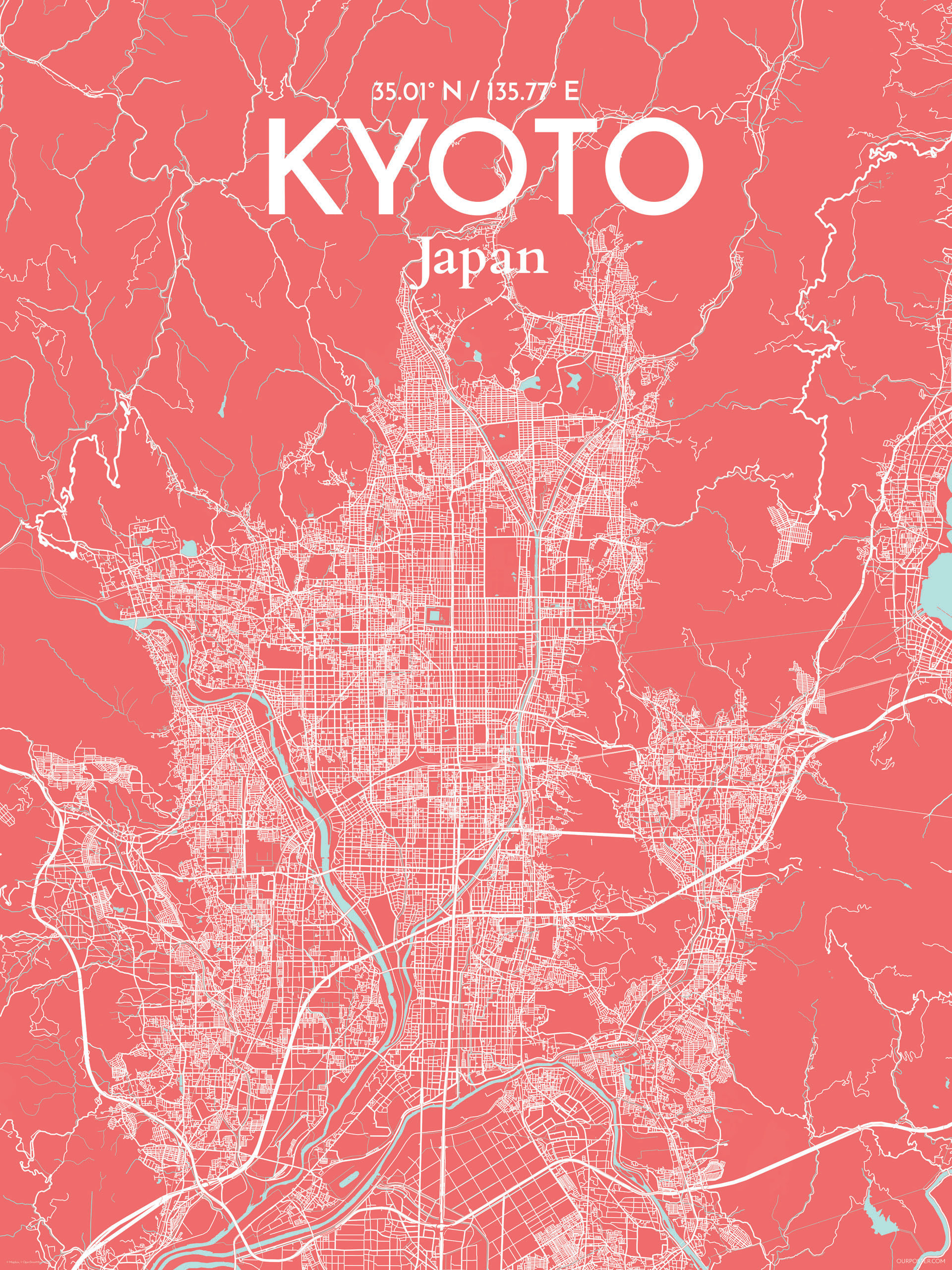 OurPoster com 39 Kyoto City Map 39 - %22 Kyoto City Map %22