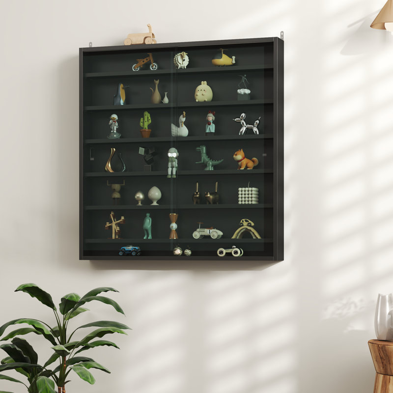 Vitrine à tablettes murales de 7 étages, Noir
