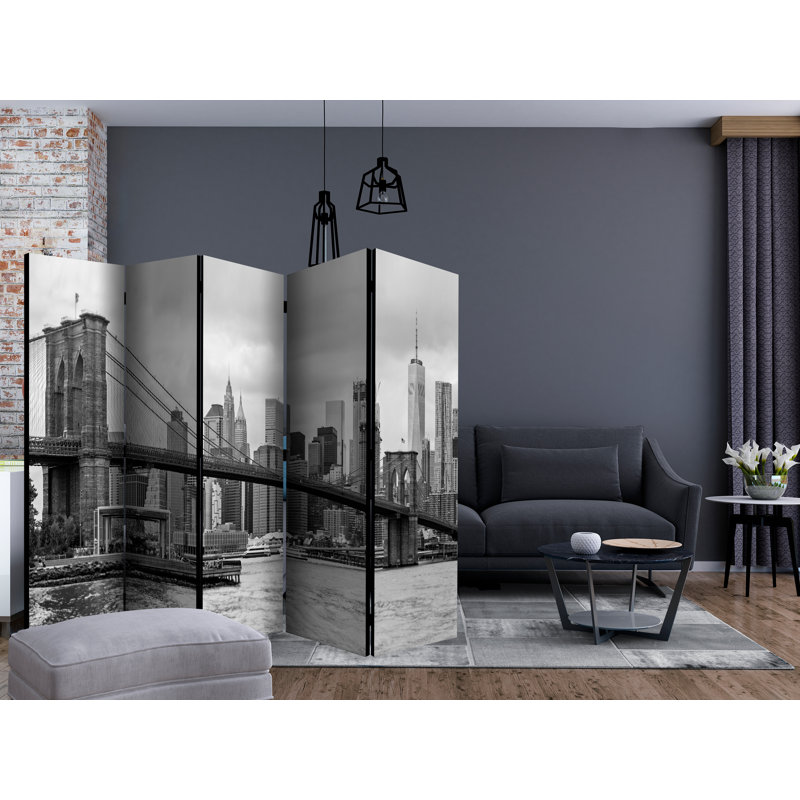 Burnet 225cm W x 172cm H 5 - Panel Solid Wood Folding Room Divider