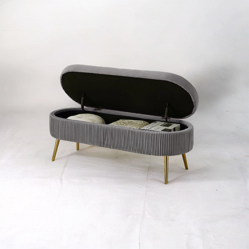 Banc de rangement rembourré Maegann, gris