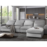 Modern Large L-Shape Feather Filled Sectional Sofa