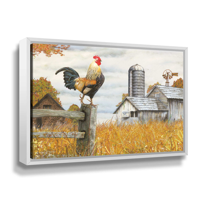 « down on the farm ii »-impression sur toile, H 24 po x l 32 po x P 2 po, Cadre flottant blanc