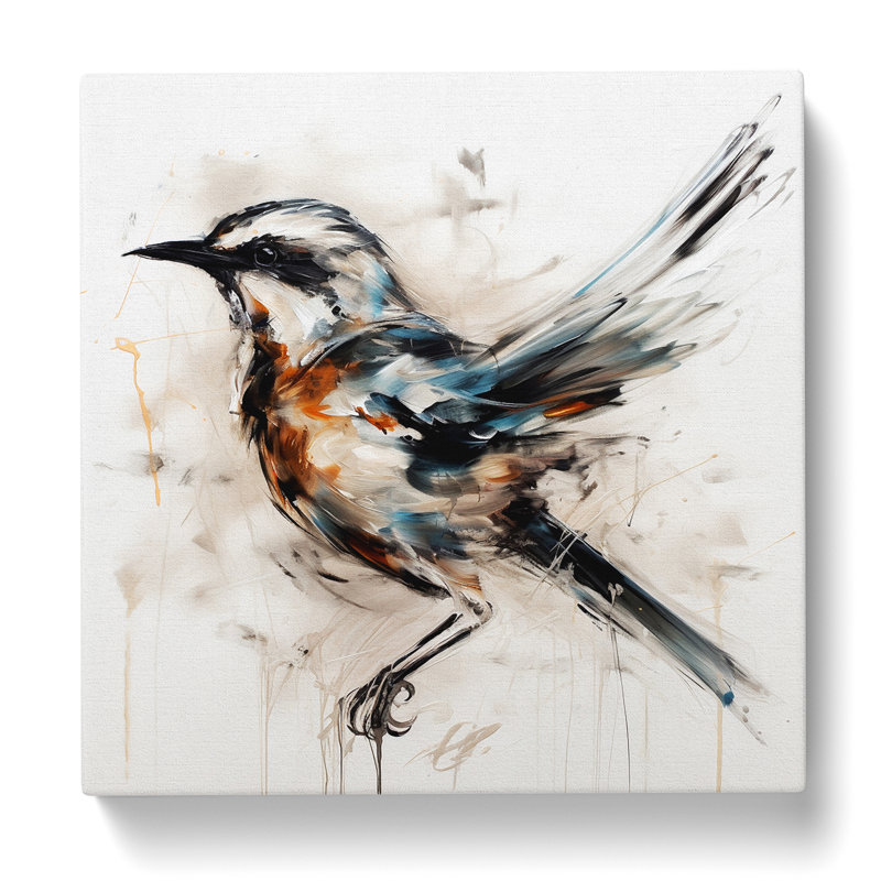 Bird Gestural Art No.1 - Wrapped Canvas - Framed Print, 35cm H x 35cm W x 3cm D