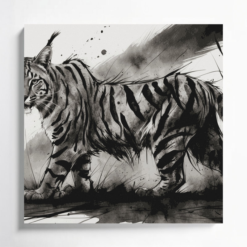 Art sauvage sur toile brun, H 16 po x l 16 po