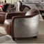 Fauteuil d'appoint en cuir fleur