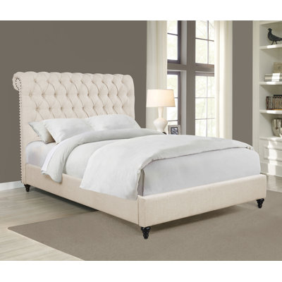 Goutier 57-inch Upholstered Queen Panel Bed Beige