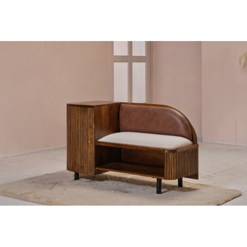 Leslyn Leather Bedroom Bench With Cabinet