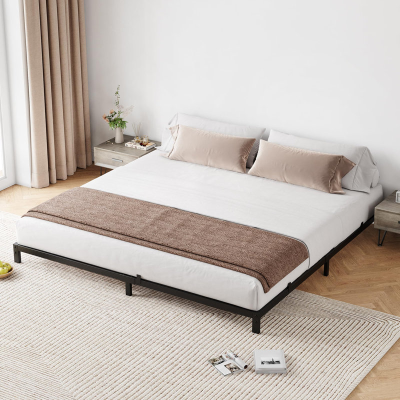 Heavy Duty Metal Platform Bed Frame – King Size, 6 Inch Height, Sturdy Steel Slats, No Box Spring Needed, Noise-Free, King