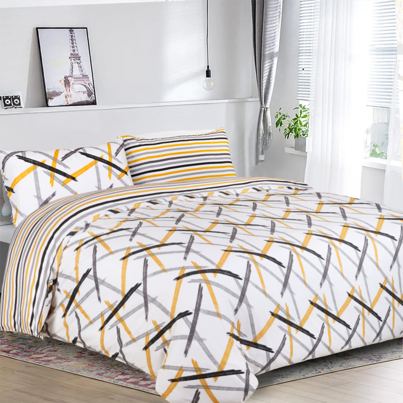 Reversible Microfiber Modern Striped Duvet Cover Set With Pillow Cases, Single Duvet Cover Set + 1 Standard Pillowcase