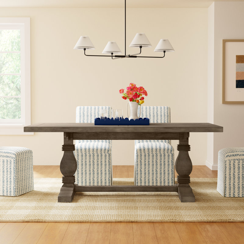 Kinston 78" Solid Wood Trestle Dining Table, Distressed Brown