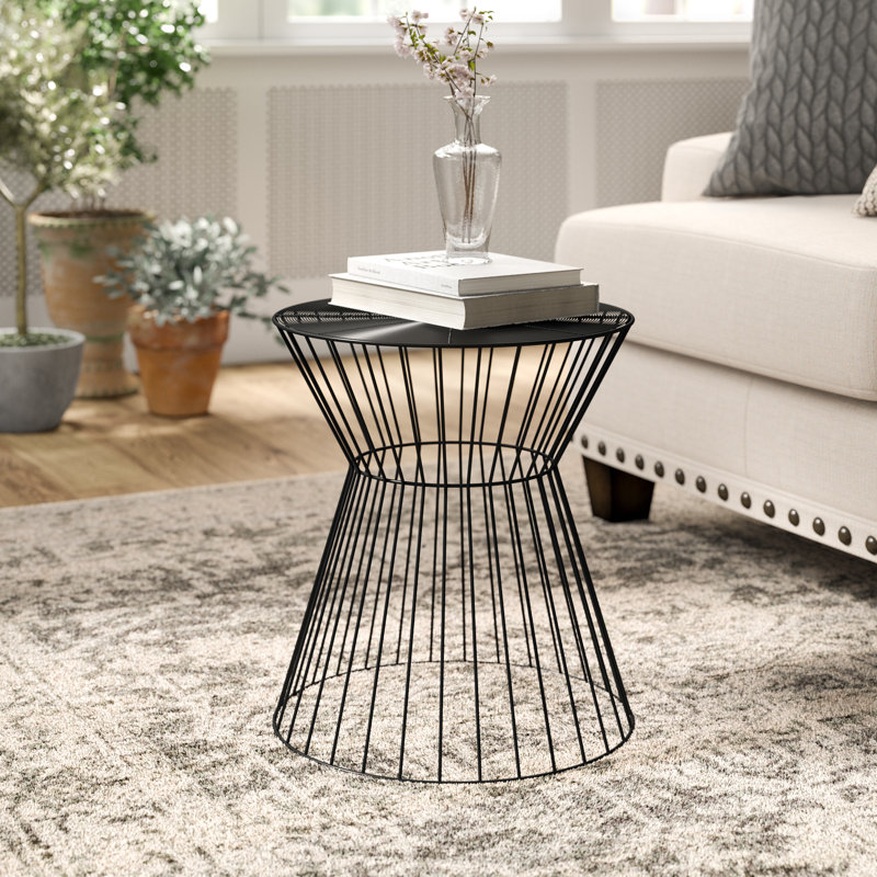 Issac Iron Accent Stool, Black
