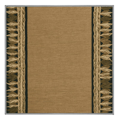 Washable Leaf Pattern Edge Farm Area Rug