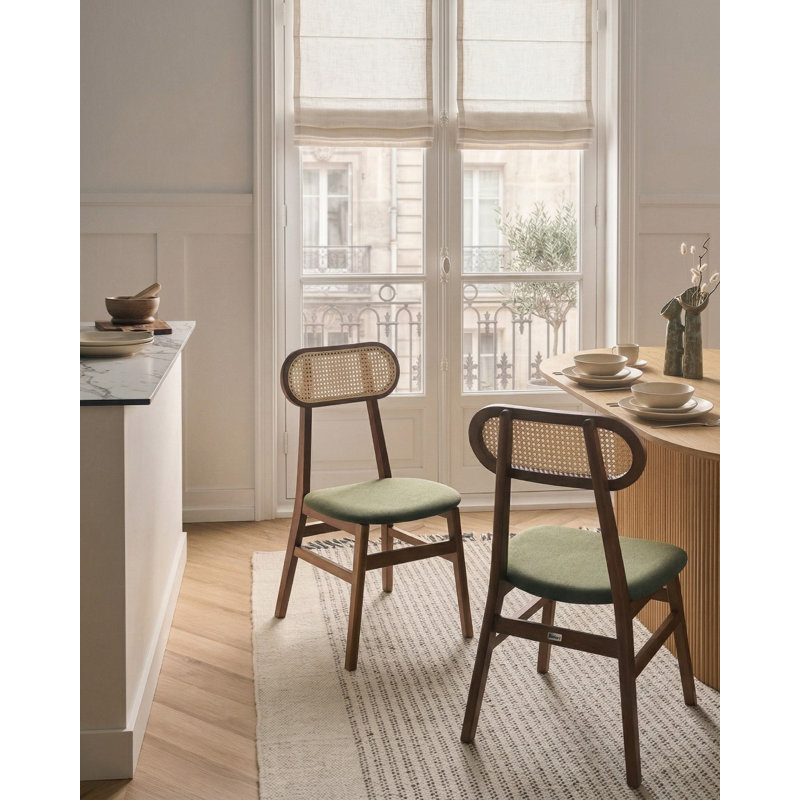 Anabeth 45cm H Fabric Upholstered Low Back Side Chair in Brown, Green