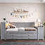 Lit de jour polyvalent avec rangement, tiroirs, lit gigogne, station de charge, lumière DEL et bureau intégré pour une vie moderne-378092676