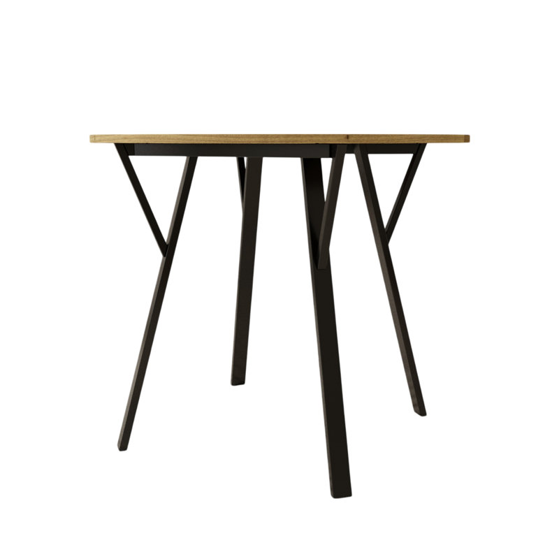 Table de salle à manger ronde 36,06 po, pieds en métal noir, plateau brun, look moderne pour 2 à 4 personnes de 36,06 po