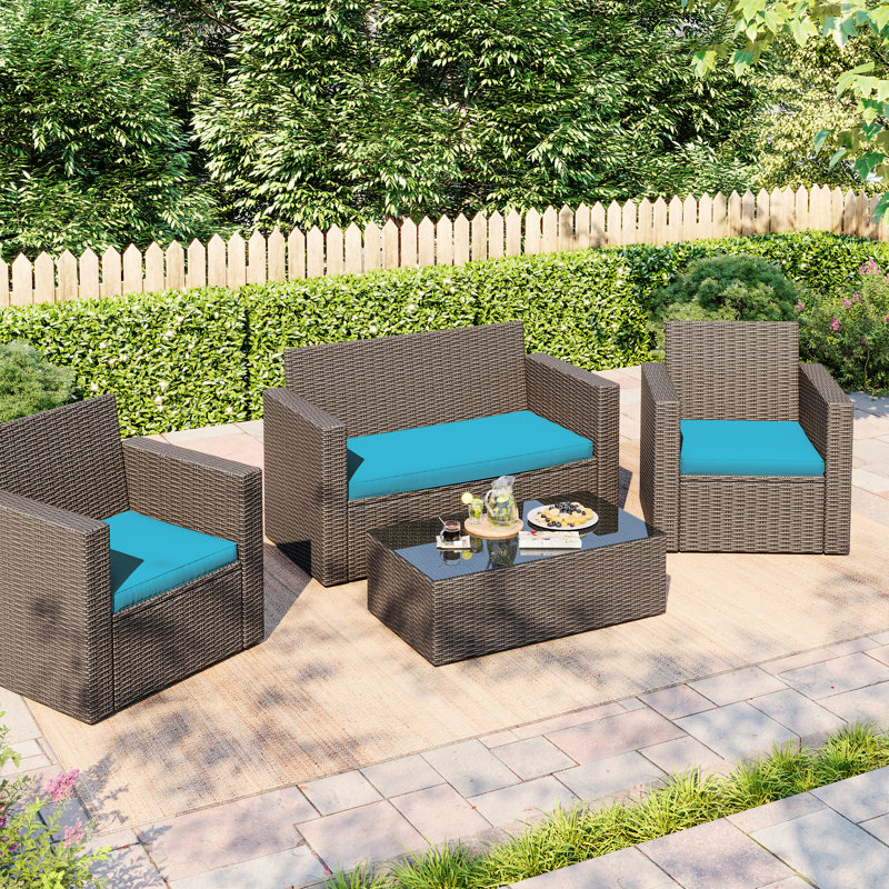 Cartert 3Pcs Outdoor Cushion Cover Set And Patio Seat Cushion Covers, Only Covers, Lake Blue
