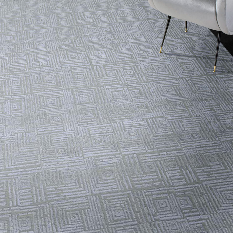 Tapis noué à la main gris argenté, Rectangle 8 pi x 10 pi