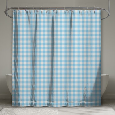 Blue White Gingham Shower Curtains Extra Long