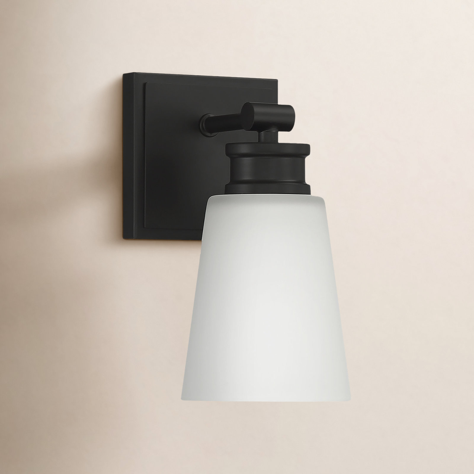 Single Light Dimmable Armed Sconce, Black