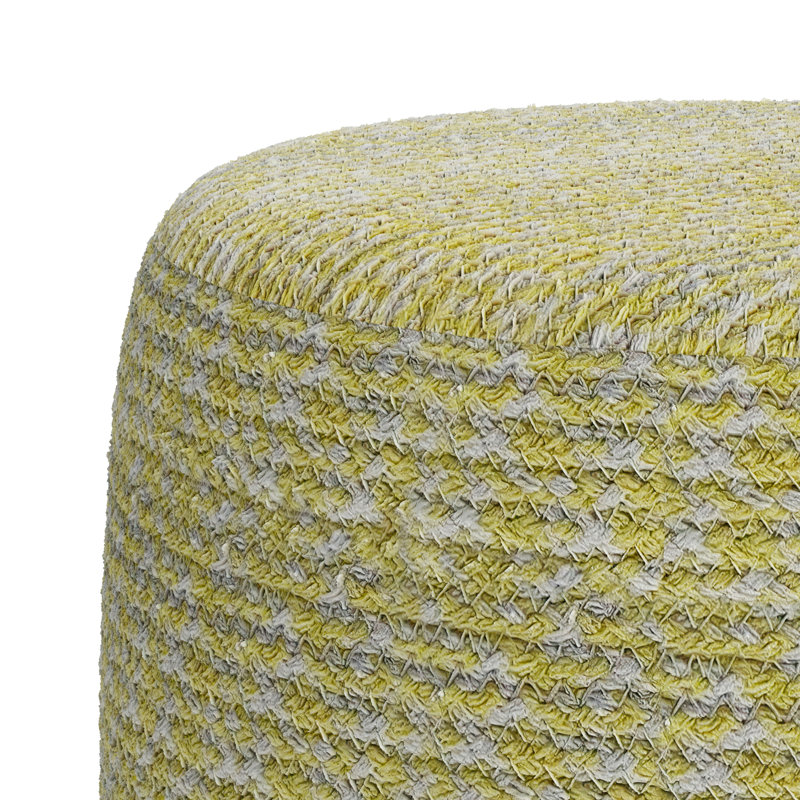 Pouf rond tressé - jaune pâle / naturel