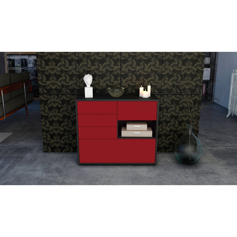 Pulaski 92cm Sideboard, Anthracite/Red